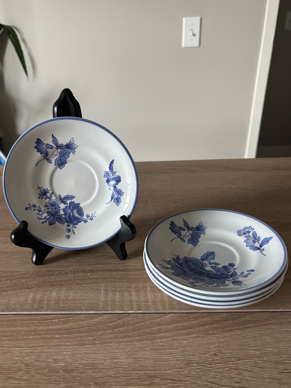 Vintage Spode Rochelle Blue Floral Tea Plates Set of 5